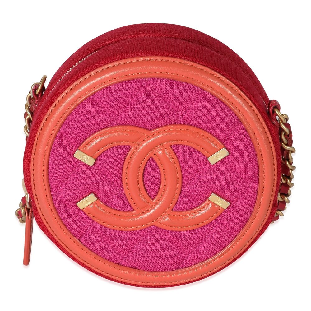 Chanel Tricolour Jersey Filigree Round Chain Bag